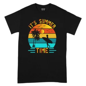 It's Summer Time Surfing TShirt -  Black