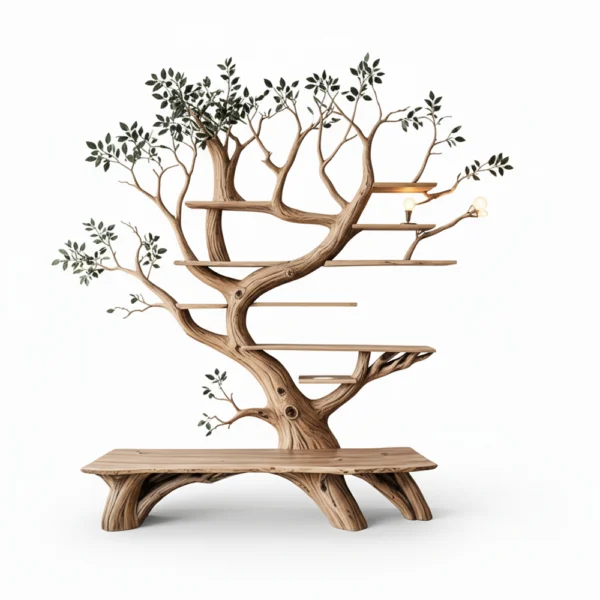 Handcrafted Tree Branch Shelf - Nature-Inspired Art & Storage