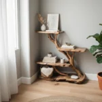 Handcrafted Driftwood Bookcase Nightstand - Rustic Tree Branch Design