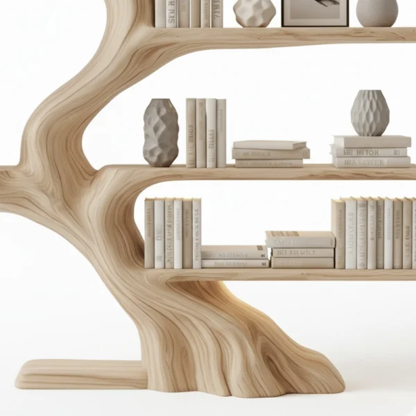 Handcrafted Driftwood Tree Branch Corner Shelf – Floating Mid-Century Bookcase, Custom Rustic Wall-Mounted Home Decor