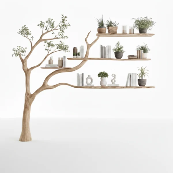 Handcrafted Rustic Tree Bookshelf - Art Handmade Furniture Vintage Office Decor