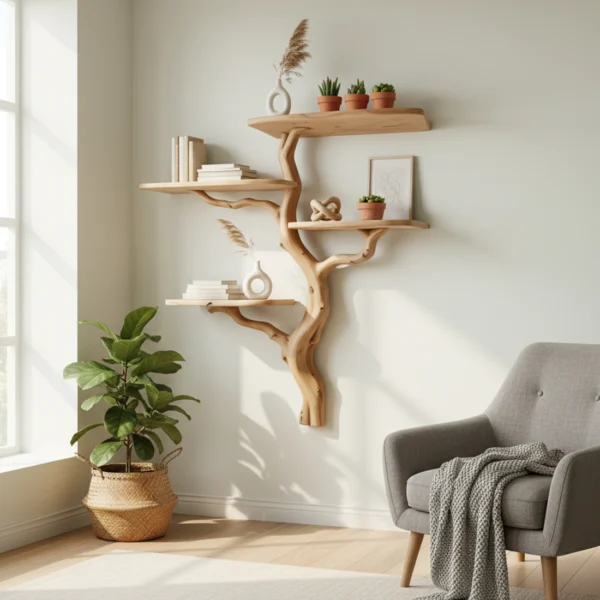 Handcrafted Tree Branch Bookshelf - Eco-Friendly Home Decor