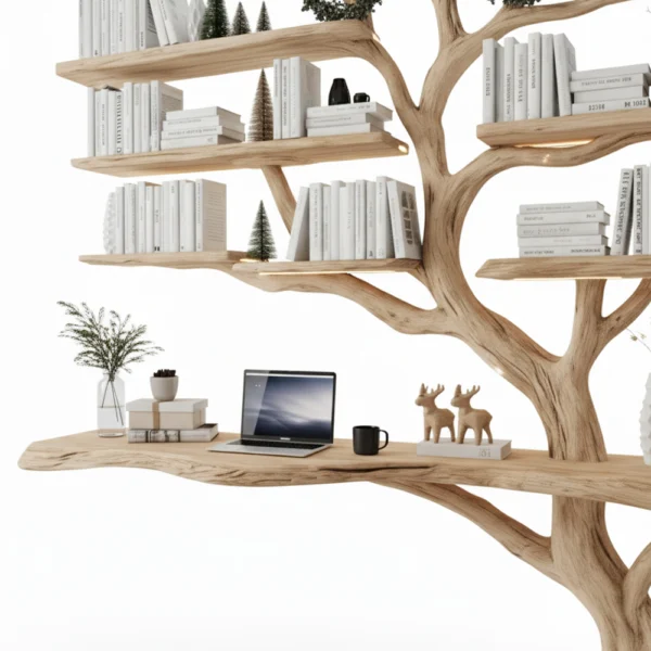 Handcrafted Tree Branch Bookshelf - Rustic Bookcase for Home Decor