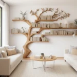 Handcrafted Tree Branch Bookshelf - Solid Wood Wall-Mounted Display