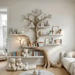Handmade Tree-Shaped Bookshelf - Natural Wood Wall Display for Kids' Rooms & Classrooms