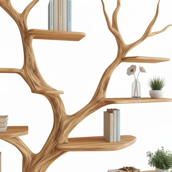 Rustic Driftwood Tree Branch Bookshelf –Home Decor Gift for Book Lovers