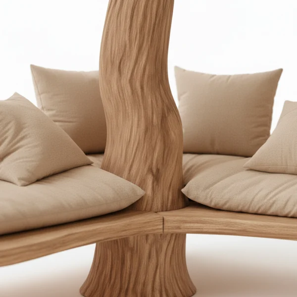 Rustic Tree Bookshelf with Corner Bench - Handmade Wooden Reading Nook for Kids & Nature Lovers