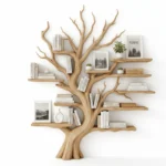 Rustic Wooden Oak Book Shelf tree craft for indoor living room Corner Indoor