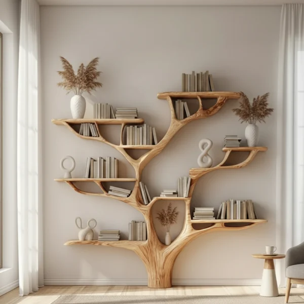 Solid Wood Floating Branch Shelf for Nature-Inspired Spaces