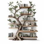 Tree Bookshelf - Handcrafted Wall-Mounted Bookcase In Natural Wood
