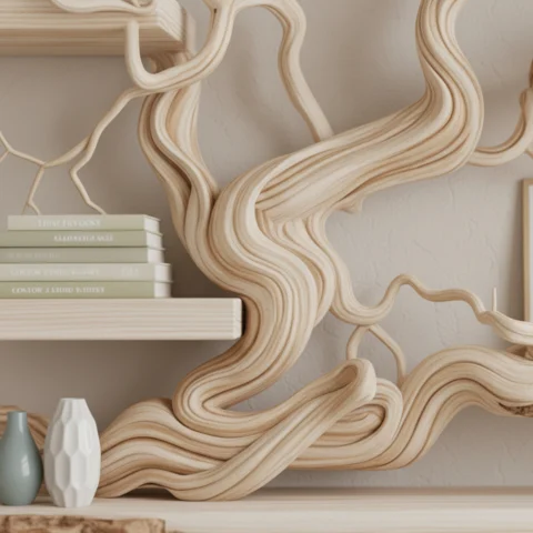 Tree Branch Bookshelf – Handmade Solid Wooden Wall Shelf2