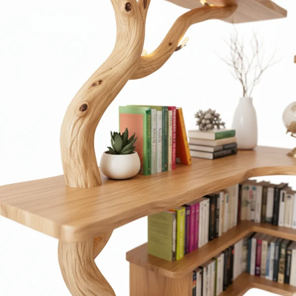Tree-Inspired Corner Shelf - Handmade Wooden Wall Sculpture with Upcycled Materials