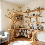 Tree-Inspired Corner Shelf - Handmade Wooden Wall Sculpture with Upcycled Materials