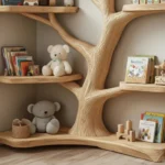 Tree-Shaped Wooden Shelf - Handcrafted Wall Art & Bookshelf