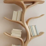 Wall-Mounted Tree Bookshelf - Handmade Vertical Wooden Bookcase for Artistic Interiors